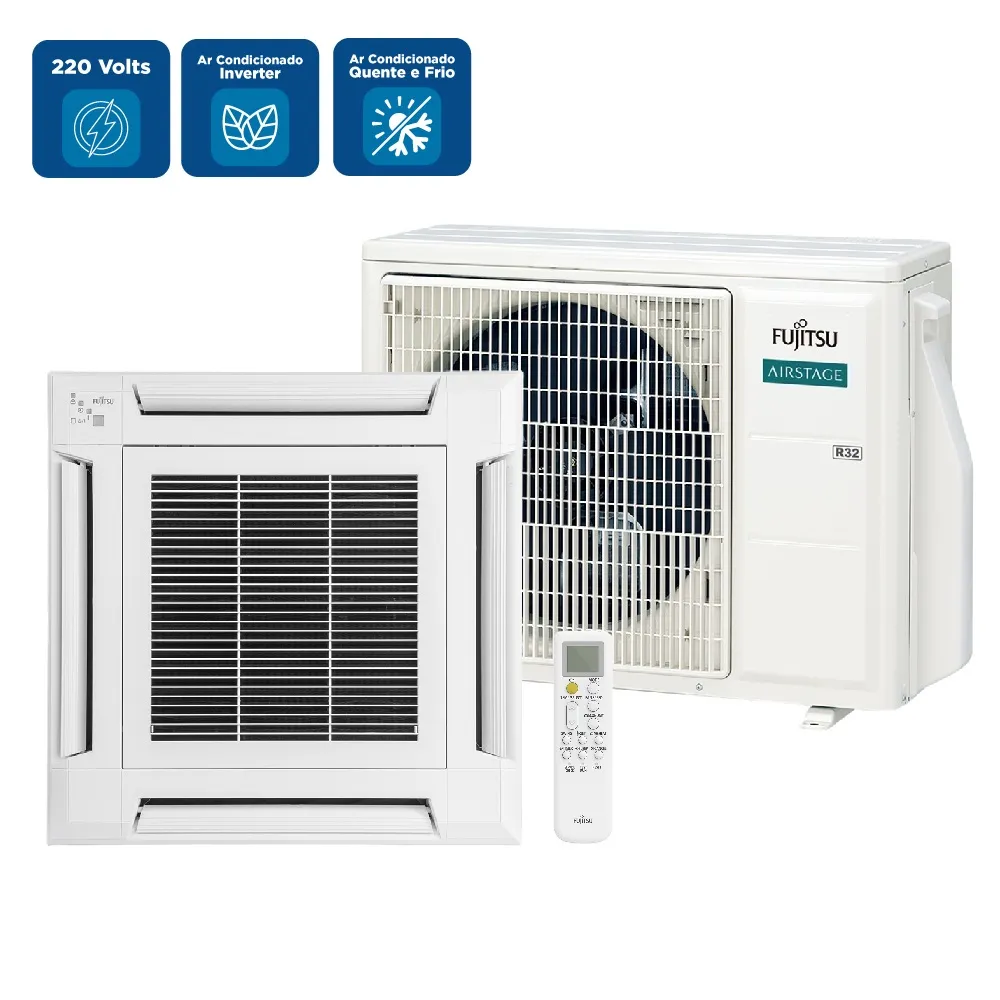 Ar-Condicionado Cassete Fujitsu 4 Vias Inverter 12.000 BTUs Quente/Frio 220V